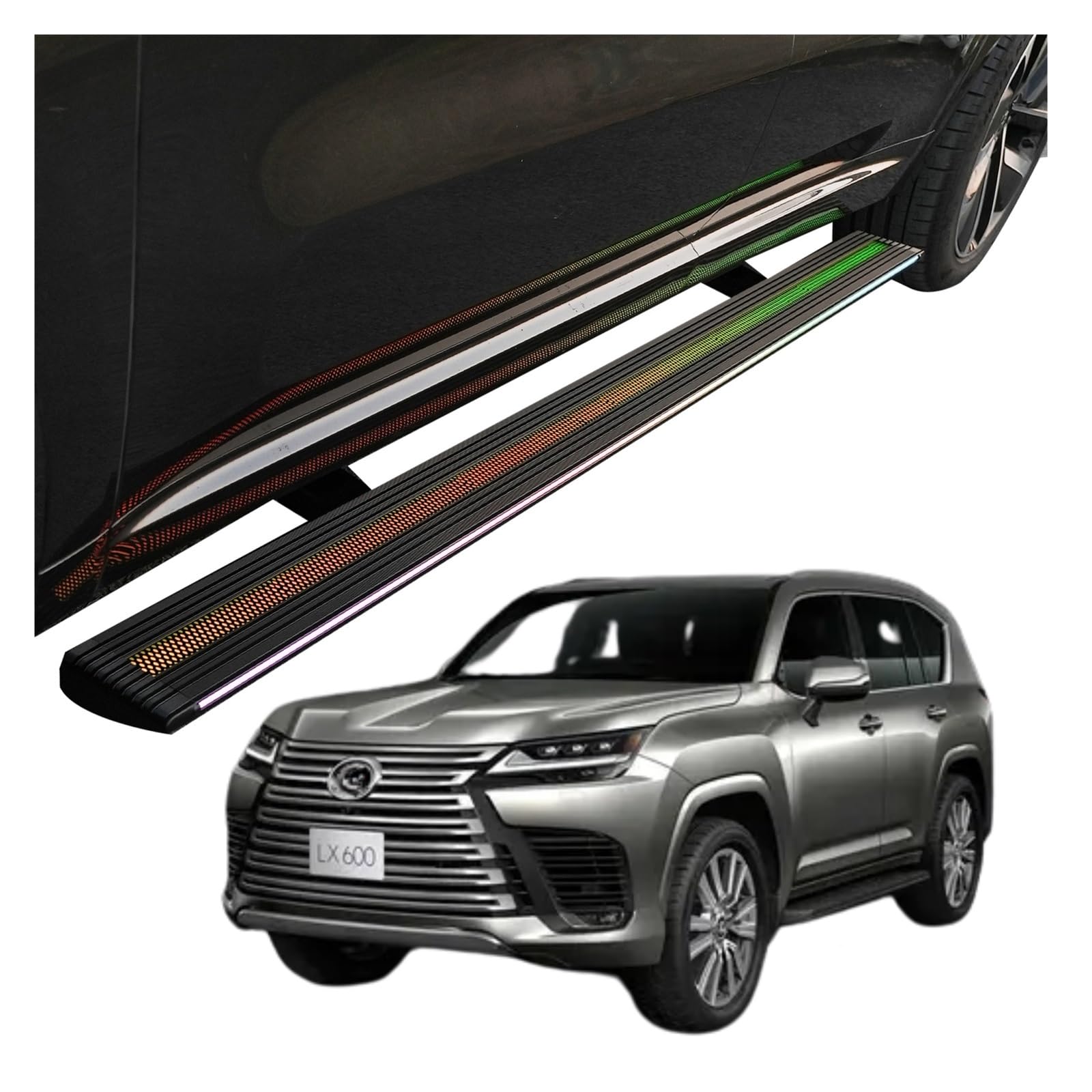 MOMOBP Automatisch einziehbare Trittbretter, kompatibel mit Lexus LX600 2021–2025 | App-gesteuerte LED-Leuchten, Tragkraft 272 kg | Wasserdicht for den Einsatz im Gelände/bei Nacht, Montage ohne Bohre MOMOBP Automatisch einziehbare Trittbretter, kompatibel mit Lexus LX600 2021–2025 | App-gesteuerte LED-Leuchten, Tragkraft 272 kg | Wasserdicht for den Einsatz im Gelände/bei Nacht, Montage ohne Bohre von MOMOBP