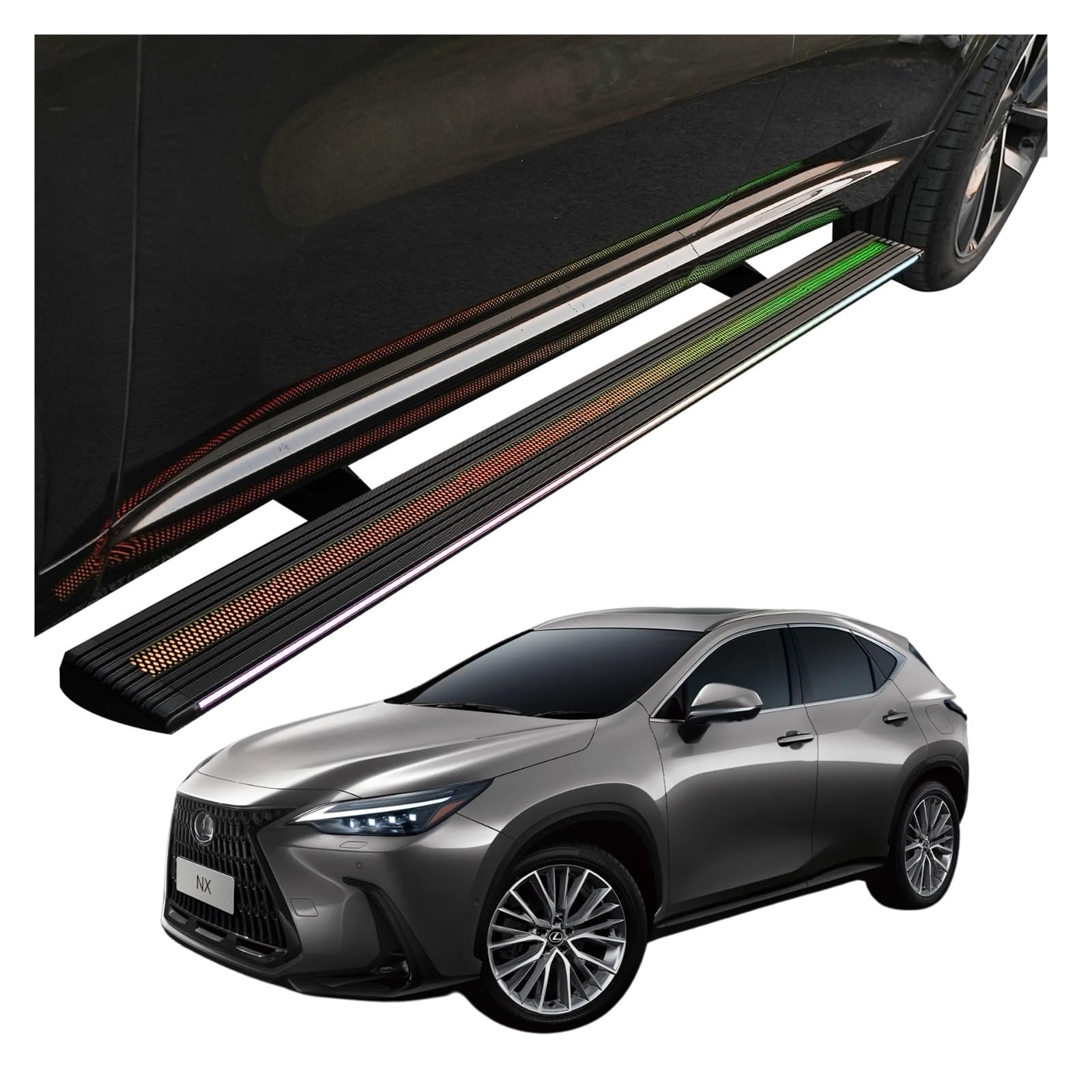 MOMOBP Automatisch einziehbare Trittbretter, kompatibel mit Lexus NX250 2022–2025 | App-gesteuerte LED-Leuchten, Tragkraft 271 kg | Wasserdicht for den Einsatz im Gelände/bei Nacht, Montage ohne Bohre MOMOBP Automatisch einziehbare Trittbretter, kompatibel mit Lexus NX250 2022–2025 | App-gesteuerte LED-Leuchten, Tragkraft 271 kg | Wasserdicht for den Einsatz im Gelände/bei Nacht, Montage ohne Bohre von MOMOBP