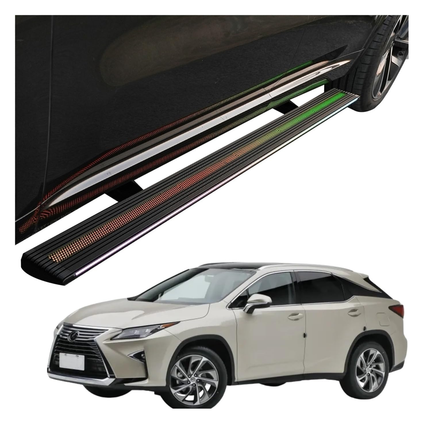 MOMOBP Automatisch einziehbare Trittbretter, kompatibel mit Lexus RX270 2010–2015 | App-gesteuerte LED-Leuchten, Tragkraft 271 kg | Wasserdicht for den Einsatz im Gelände und bei Nacht, Montage ohne B MOMOBP Automatisch einziehbare Trittbretter, kompatibel mit Lexus RX270 2010–2015 | App-gesteuerte LED-Leuchten, Tragkraft 271 kg | Wasserdicht for den Einsatz im Gelände und bei Nacht, Montage ohne B von MOMOBP