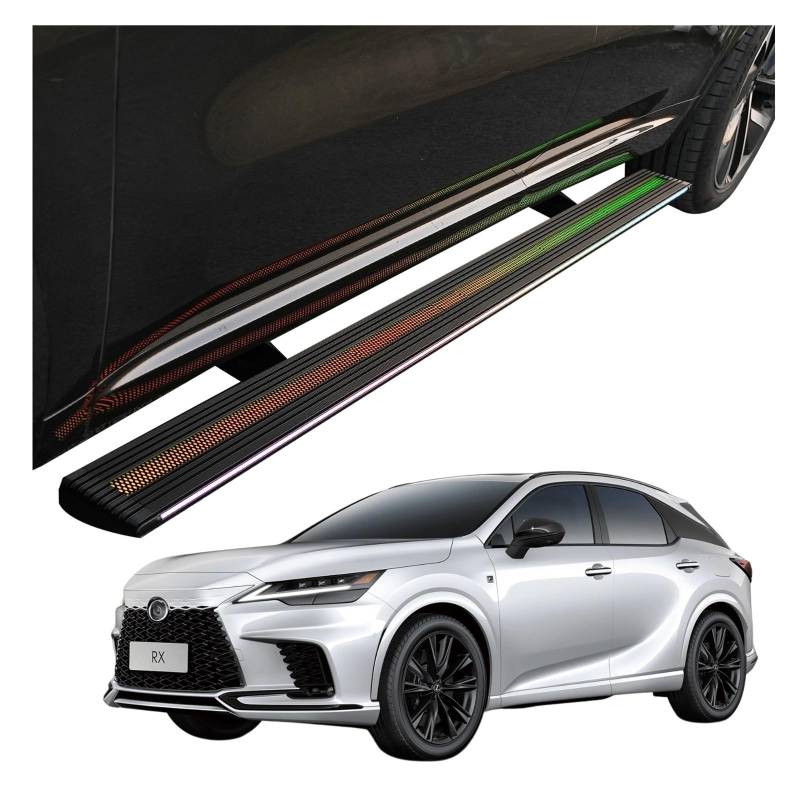 MOMOBP Automatisch einziehbare Trittbretter, kompatibel mit Lexus RX500h F Sport Performance 2023–2025 | App-gesteuerte LED-Leuchten, Tragkraft 271 kg | Wasserdicht for den Einsatz im Gelände/bei Nach von MOMOBP