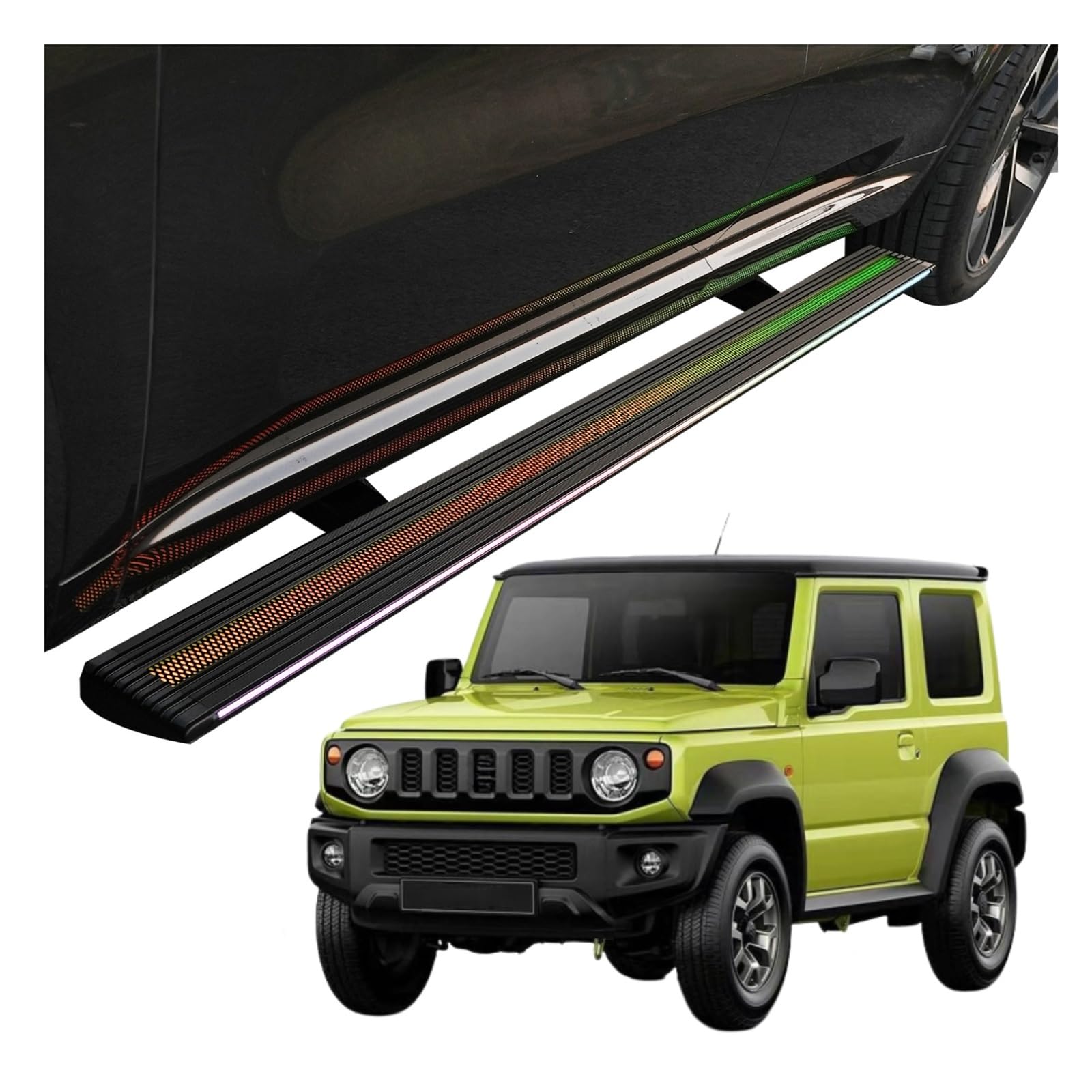 MOMOBP Automatisch einziehbare Trittbretter, kompatibel mit Suzuki Jimny 3-Türer, Version 2019–2025 | App-gesteuerte LED-Leuchten, Tragkraft 271 kg | Wasserdicht for den Einsatz im Gelände und bei Nac MOMOBP Automatisch einziehbare Trittbretter, kompatibel mit Suzuki Jimny 3-Türer, Version 2019–2025 | App-gesteuerte LED-Leuchten, Tragkraft 271 kg | Wasserdicht for den Einsatz im Gelände und bei Nac von MOMOBP