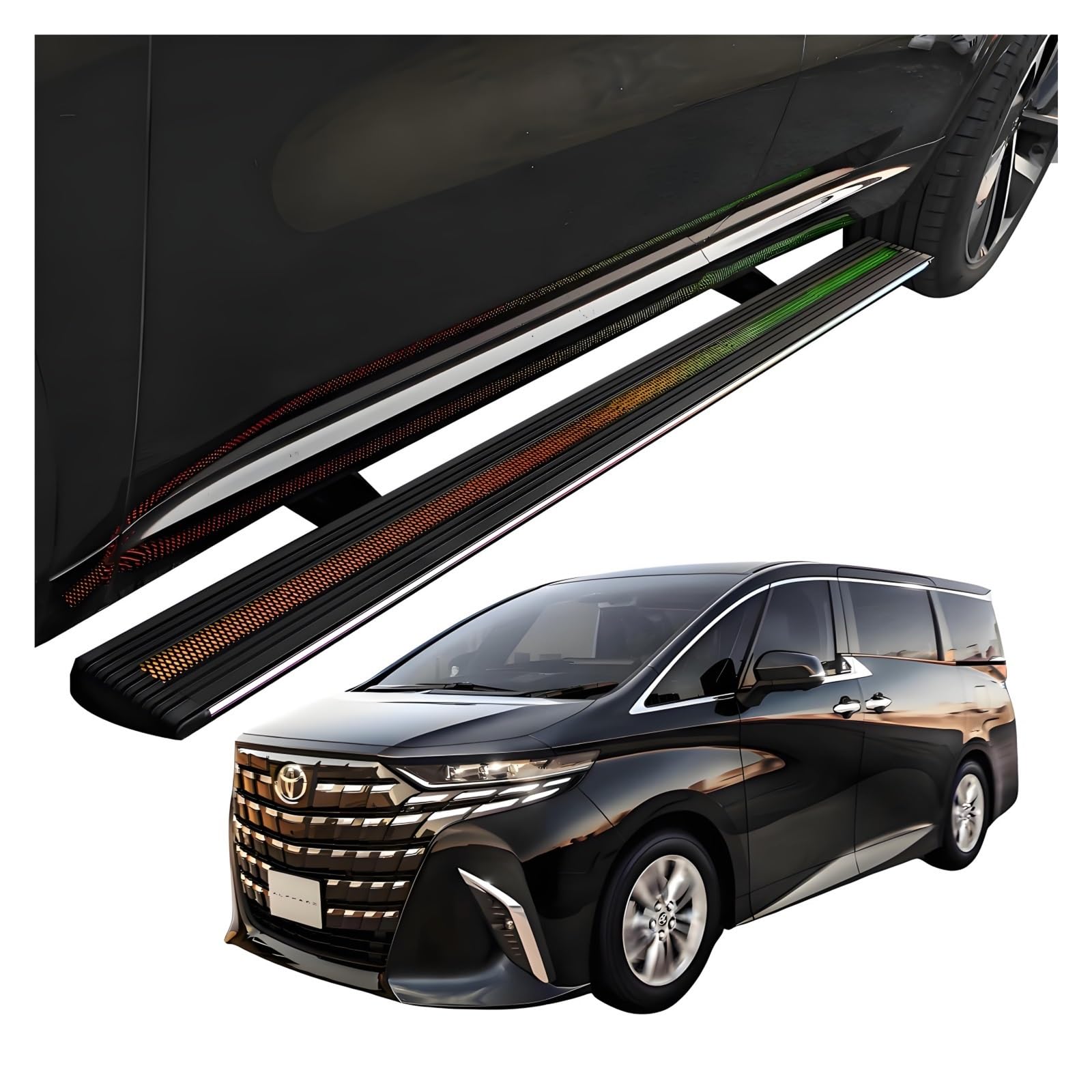 MOMOBP Automatisch einziehbare Trittbretter, kompatibel mit Toyota Alphard (2024–2025) | Plug-and-Play-Power Steps mit RGB-Nachtlichtern, 271 kg rutschfest | Ohne Bohren und familiensicher von MOMOBP