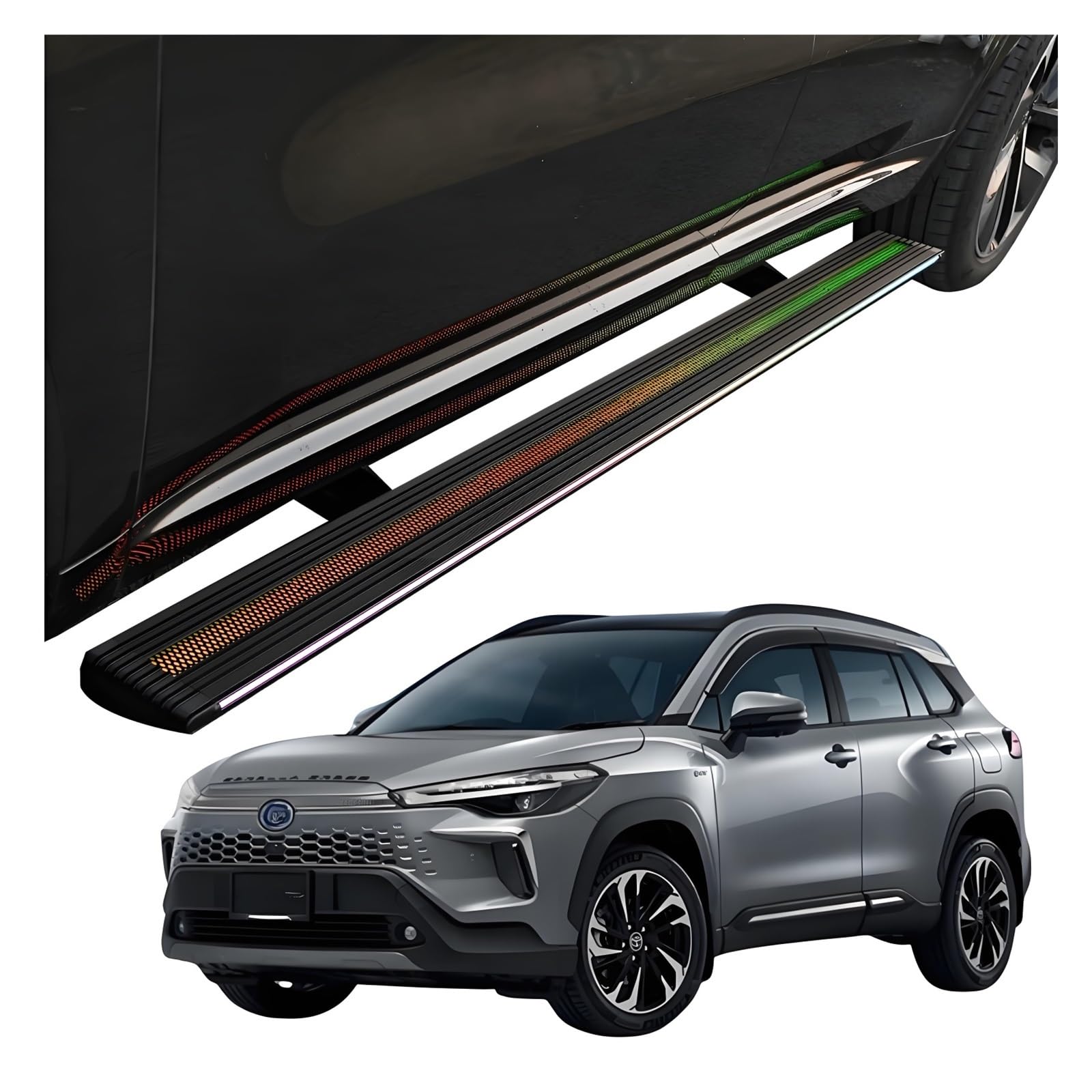 MOMOBP Automatisch einziehbare Trittbretter, kompatibel mit Toyota Corolla Cross (2022–2025) | Plug-and-Play-Power Steps mit RGB-Nachtlichtern, 271 kg rutschfest | Ohne Bohren und familiensicher von MOMOBP