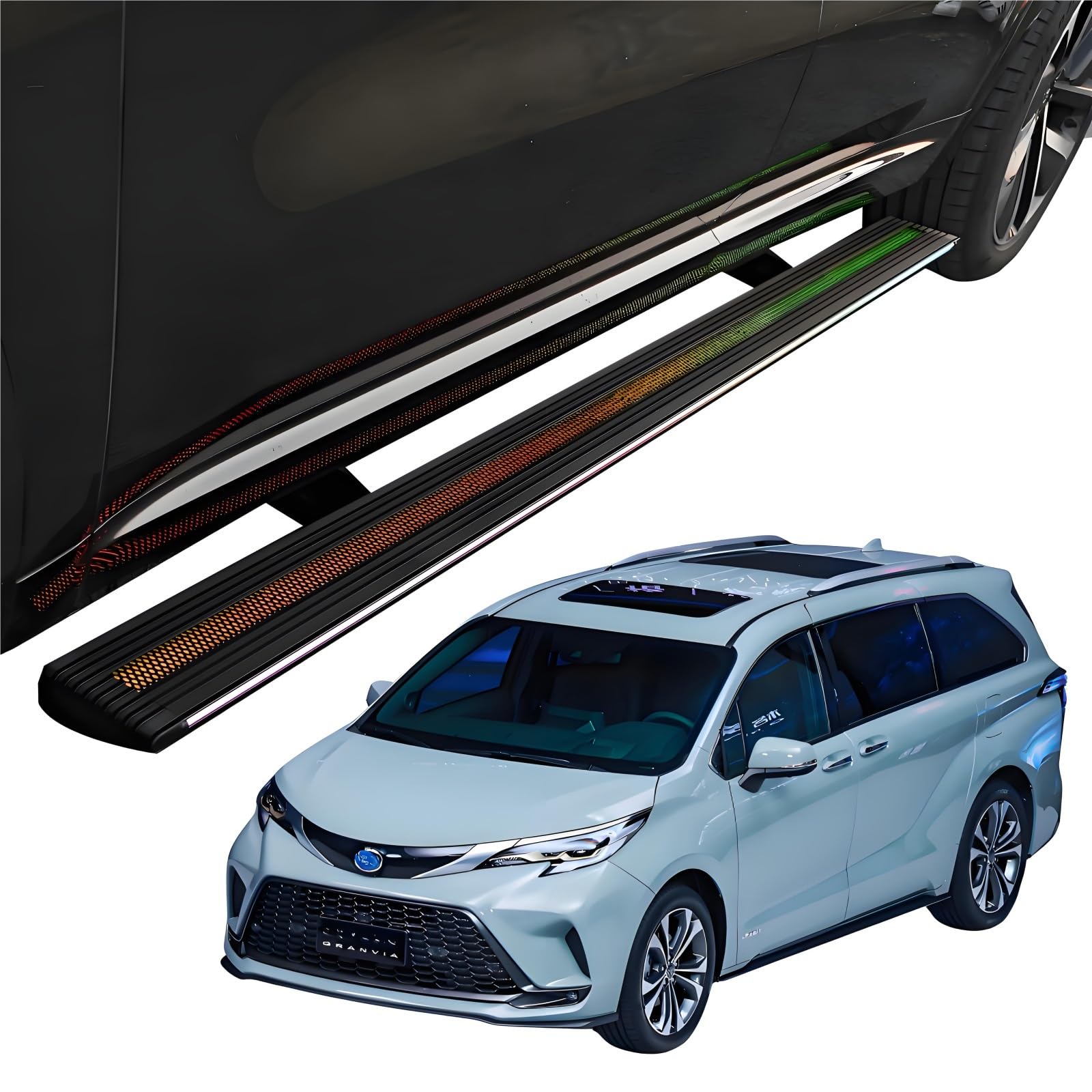 MOMOBP Automatisch einziehbare Trittbretter, kompatibel mit Toyota Granvia (2022–2025) | Plug-and-Play-Power-Steps mit RGB-Nachtlichtern, 271 kg rutschfest | Ohne Bohren und familiensicher von MOMOBP
