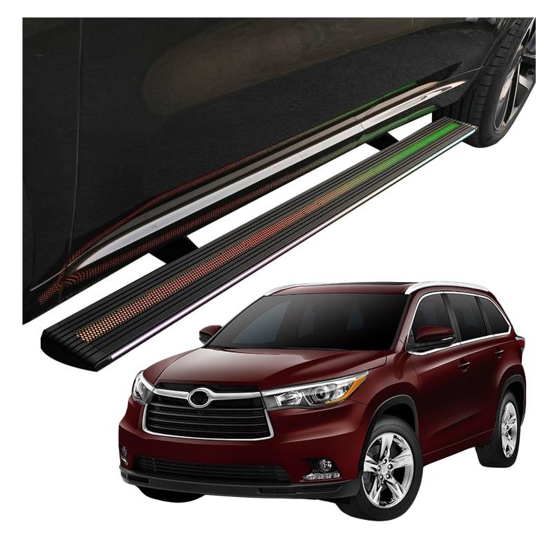 MOMOBP Automatisch einziehbare Trittbretter, kompatibel mit Toyota Highlander (2009–2025) (alle Ausstattungsvarianten) | Plug-and-Play-Power Steps mit RGB-Nachtlichtern, 271 kg rutschfest | Ohne Bohre von MOMOBP