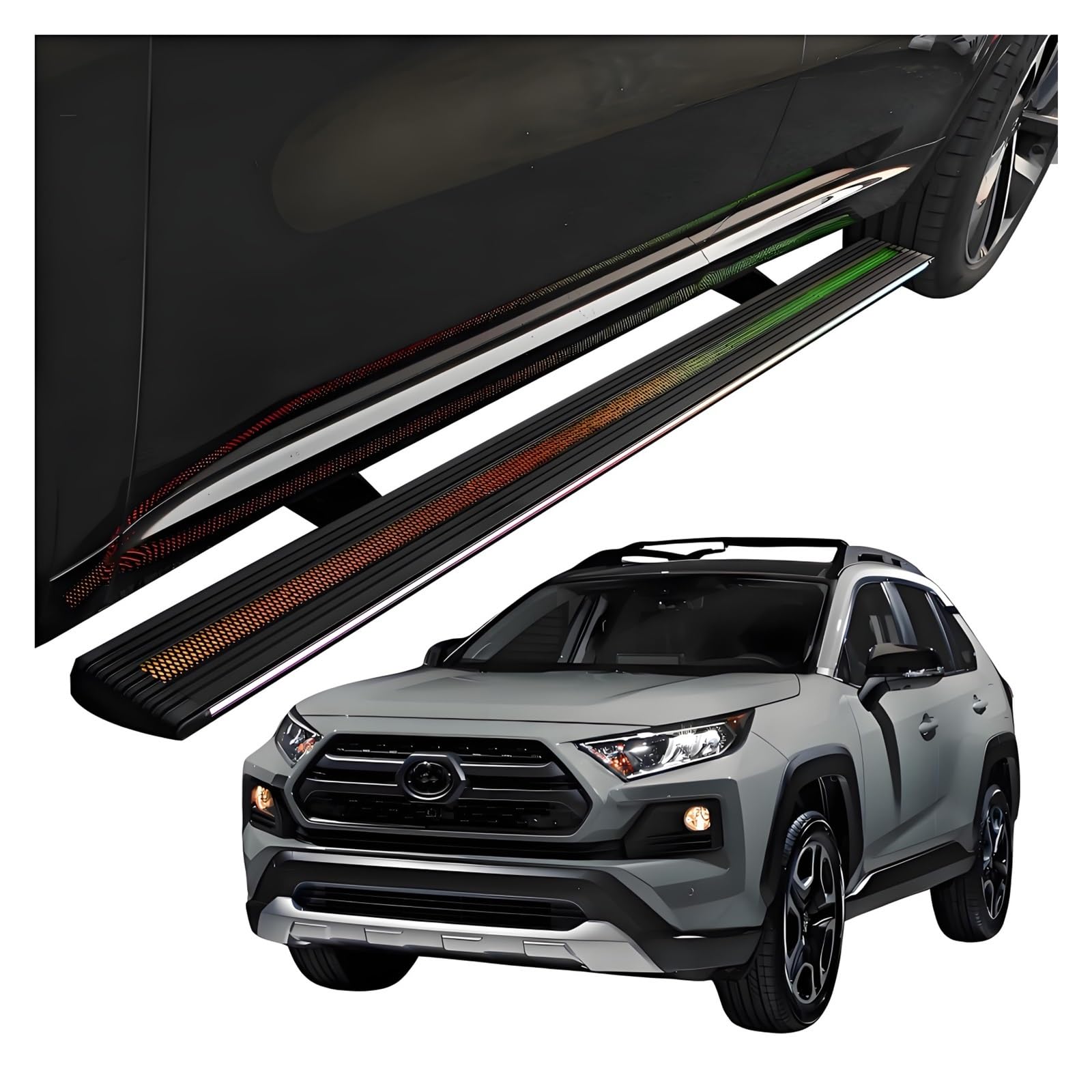 MOMOBP Automatisch einziehbare Trittbretter, kompatibel mit Toyota RAV4 (2013–2025) | Plug-and-Play-Power Steps mit RGB-Nachtlichtern, 271 kg rutschfest | Ohne Bohren und familiensicher(2017-2019) von MOMOBP
