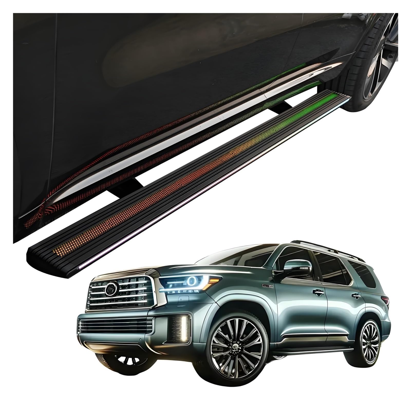MOMOBP Automatisch einziehbare Trittbretter, kompatibel mit Toyota Sequoia (2024–2025) | Plug-and-Play-Power Steps mit RGB-Nachtlichtern, 271 kg rutschfest | Ohne Bohren und familiensicher von MOMOBP