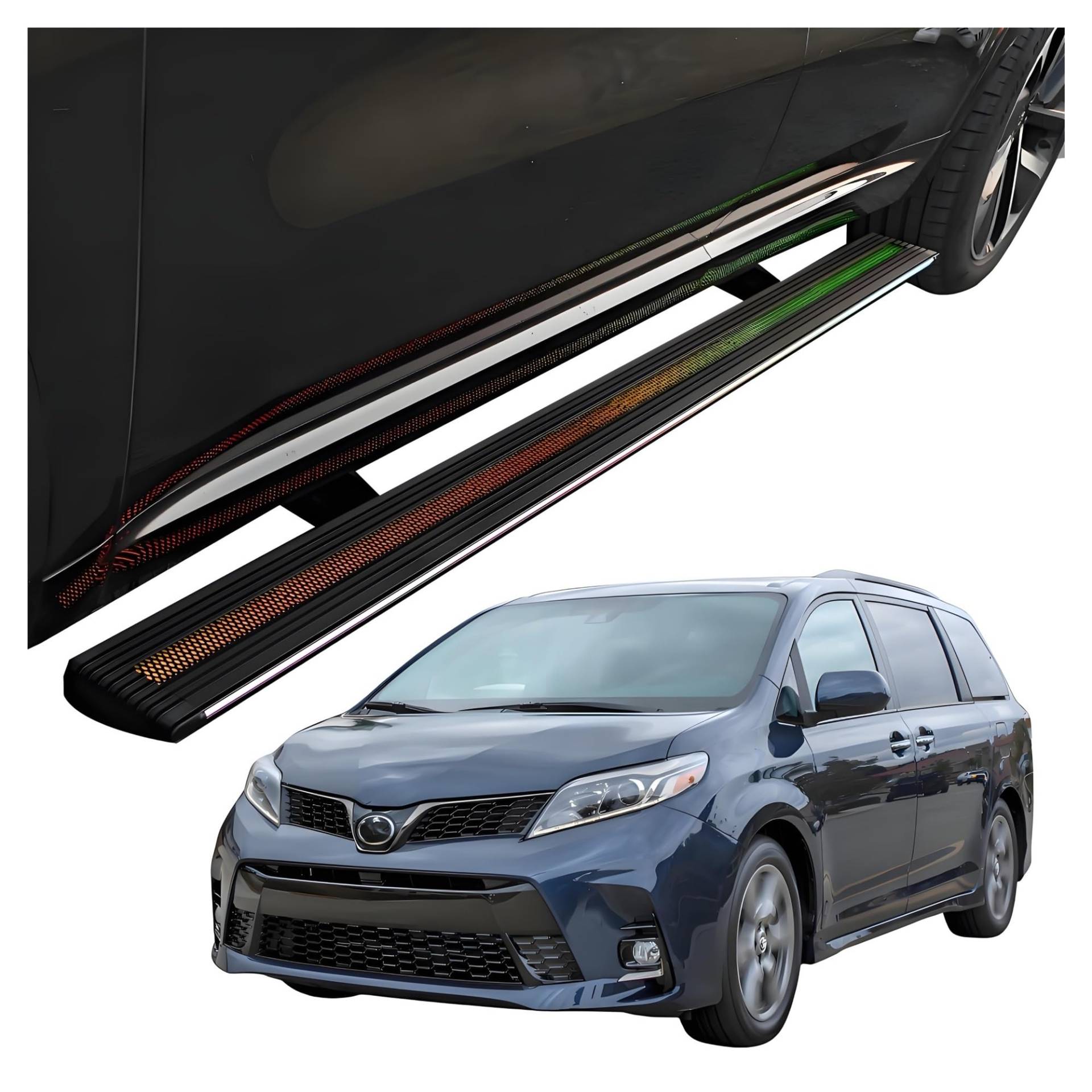 MOMOBP Automatisch einziehbare Trittbretter, kompatibel mit Toyota Sienna (2015–2023) | Plug-and-Play-Power Steps mit RGB-Nachtlichtern, 271 kg rutschfest | Ohne Bohren und familiensicher von MOMOBP