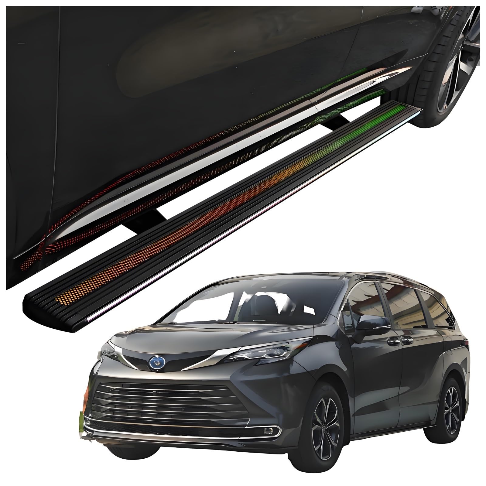 MOMOBP Automatisch einziehbare Trittbretter, kompatibel mit Toyota Sienna (2021–2025) | Plug-and-Play-Power Steps mit RGB-Nachtlichtern, 271 kg rutschfest | Ohne Bohren und familiensicher(Fuel version von MOMOBP