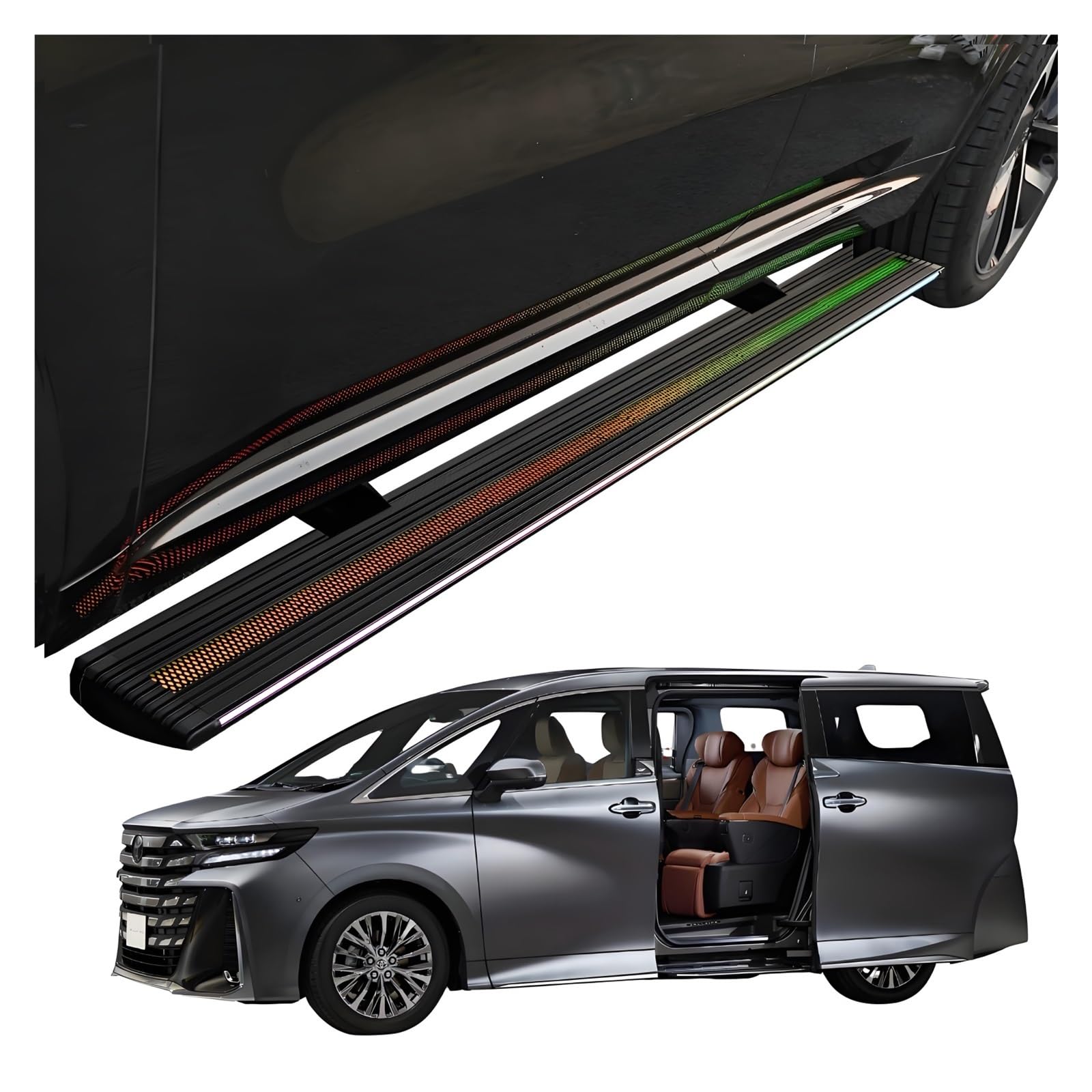 MOMOBP Automatisch einziehbare Trittbretter, kompatibel mit Toyota Vellfire (2024–2025) | Plug-and-Play-Power Steps mit RGB-Nachtlichtern, 271 kg rutschfest | Ohne Bohren und familiensicher von MOMOBP