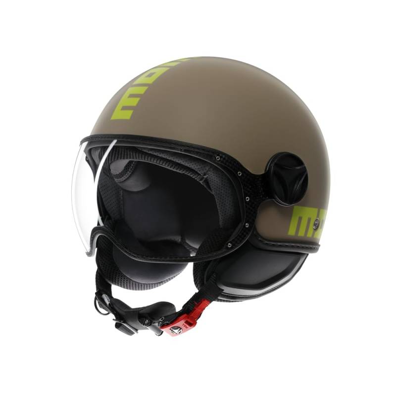 MOMODESIGN - FGTR CLASSIC E2206, Jet-Helm, offener Helm für Motorräder und Motorroller, für Männer und Frauen, Matt Sand/Lime, M von MOMO Design
