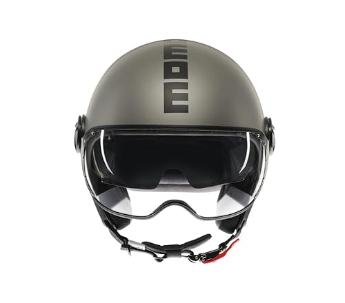 MOMODESIGN - FGTR EVO E2206, Jet-Helm mit Sonnenblende, offener Helm für Motorräder und Motorroller, für Männer und Frauen, Matt Titanium Frost/Black, L von MOMO Design