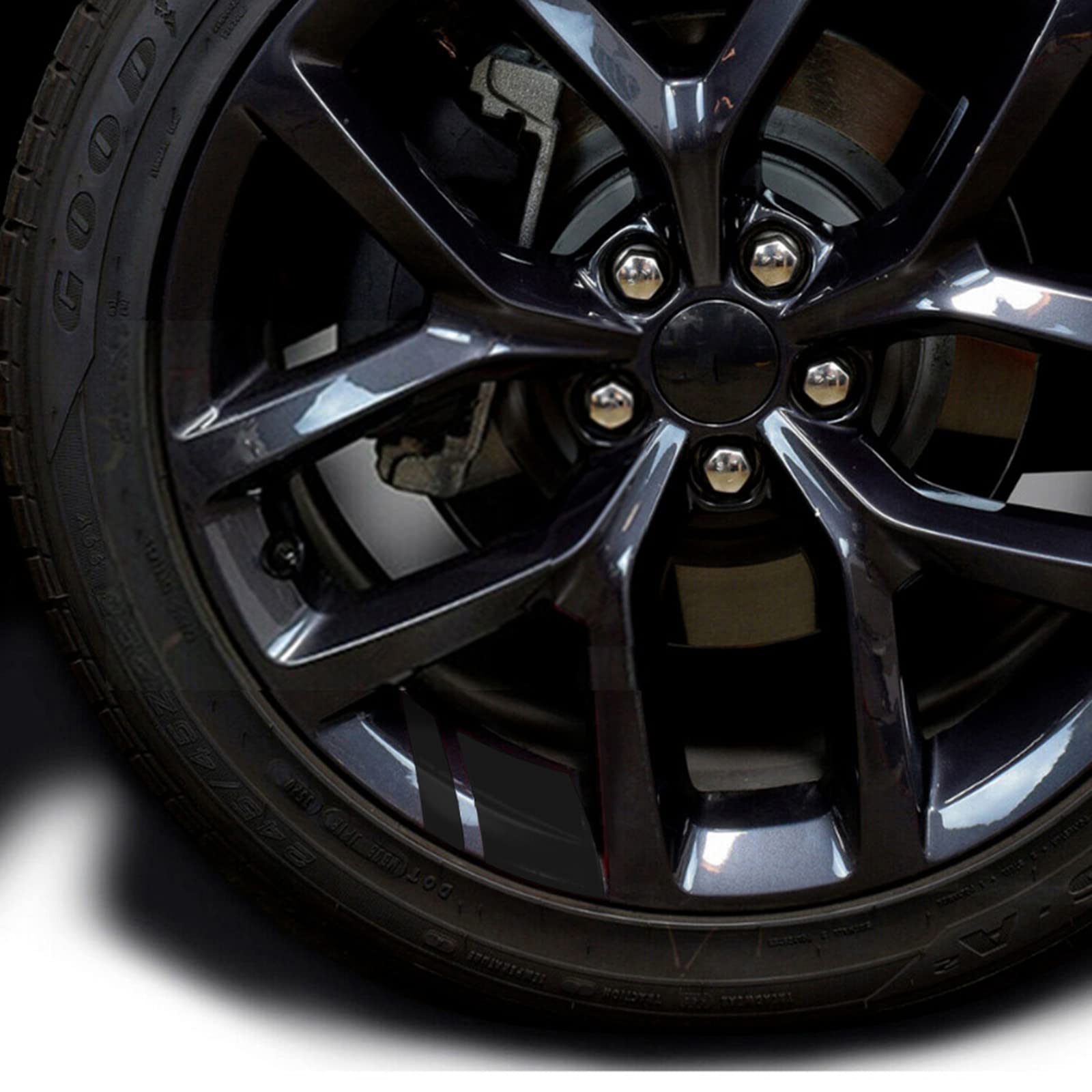 MOMOTOU 6Pcs Reflektierende Auto Felgen Aufkleber Hash Vinyl Streifen für 18" - 21" Räder Sicherheitsdekoration Aufkleber (Black) von MOMOTOU