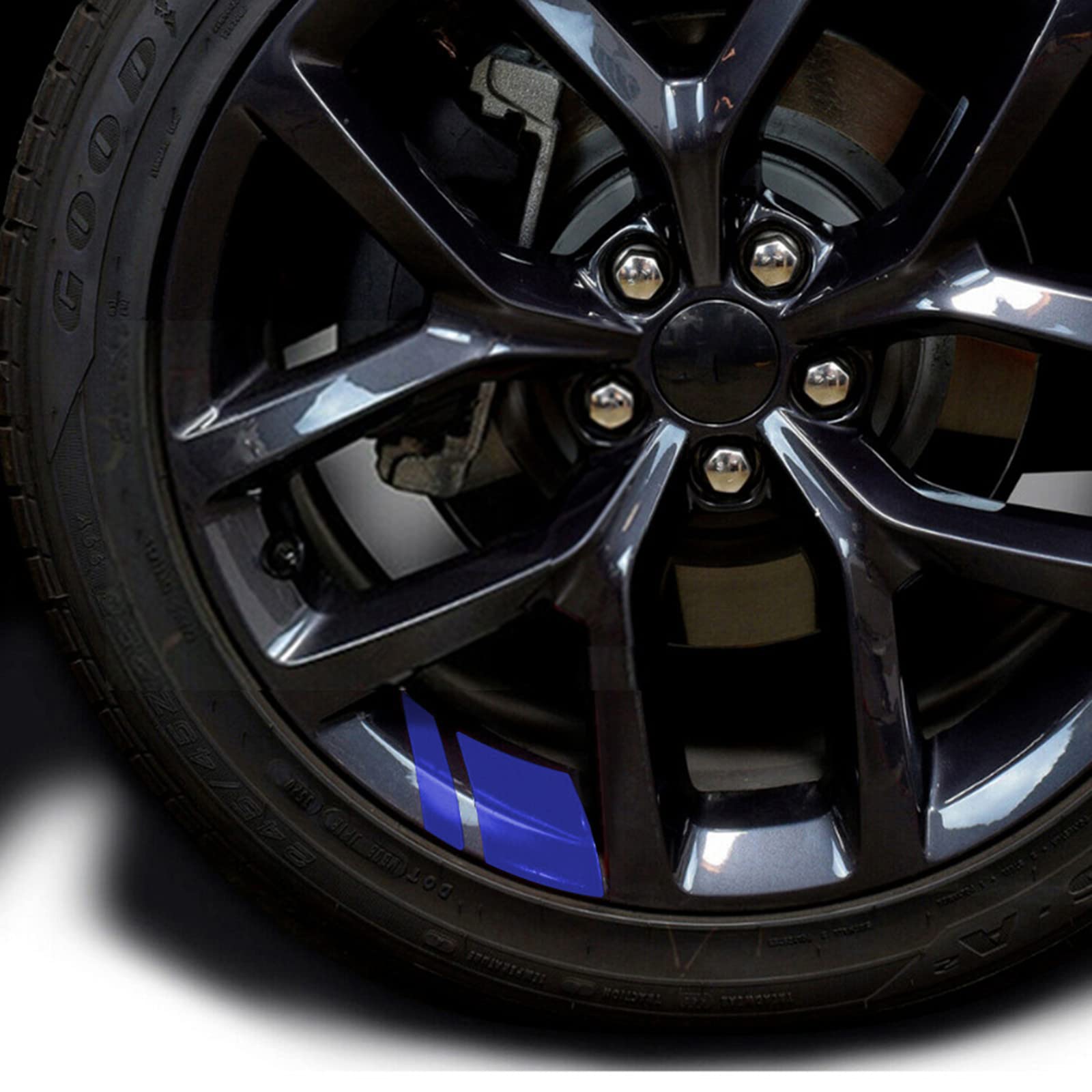 MOMOTOU 6Pcs Reflektierende Auto Felgen Aufkleber Hash Vinyl Streifen für 18" - 21" Räder Sicherheitsdekoration Aufkleber (Blue) von MOMOTOU