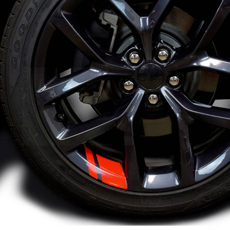 MOMOTOU 6Pcs Reflektierende Auto Felgen Aufkleber Hash Vinyl Streifen für 18" - 21" Räder Sicherheitsdekoration Aufkleber (Red) von MOMOTOU