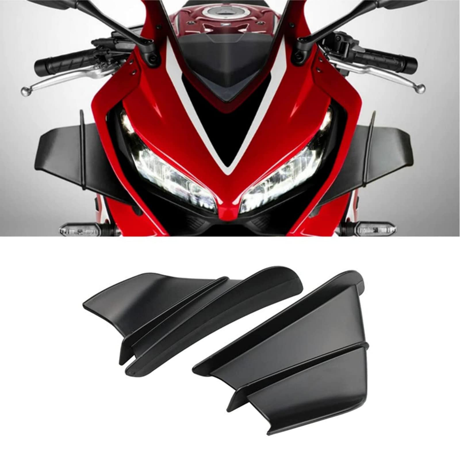MOMOTOU Motorrad Winglet Carbon ABS-Faser Verkleidung Motorrad Flügel Aerodynamische Winglet Dynamische Spoilerflügel mit Kleber für Yamaha YZF R1 R6 R25 BMW S1000RR (Schwarz) von MOMOTOU