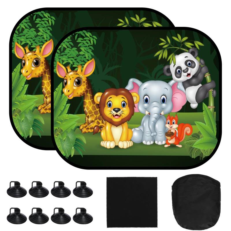 MONCAP 2 Stück Auto Sonnenschutz für Baby mit UV Schutz 36cm x 43cm - Seitenscheibe Sonnenblende mit 8 Saugnäpfen für Kinder, Mädchen, Jungen von MONCAP