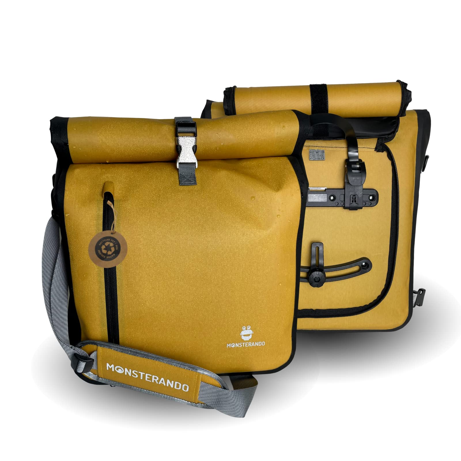 MONSTERANDO 3-in-1-Fahrradtasche Business, nachhaltig recyceltes PET-Material, geeignet als Gepäckträgertasche, Rucksack und Umhängetasche - wasserdicht - 25 l- Gelb MONSTERANDO 3-in-1-Fahrradtasche Business, nachhaltig recyceltes PET-Material, geeignet als Gepäckträgertasche, Rucksack und Umhängetasche - wasserdicht - 25 l- Gelb von MONSTERANDO