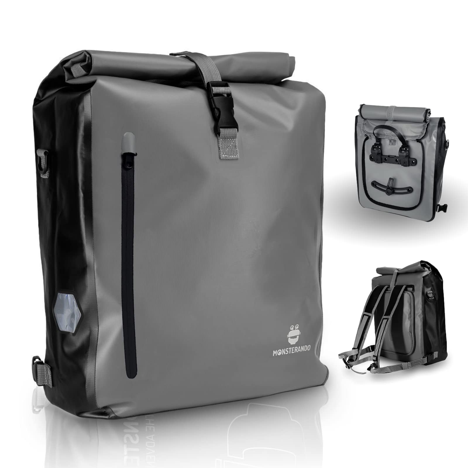 MONSTERANDO Travel-Monster 3in1 Fahrradtasche Business– wasserdicht und reflektierend – als Gepäckträgertasche, Umhängetasche und Rucksack – ideale fürs Fahrrad – 25L MONSTERANDO Travel-Monster 3in1 Fahrradtasche Business– wasserdicht und reflektierend – als Gepäckträgertasche, Umhängetasche und Rucksack – ideale fürs Fahrrad – 25L von MONSTERANDO