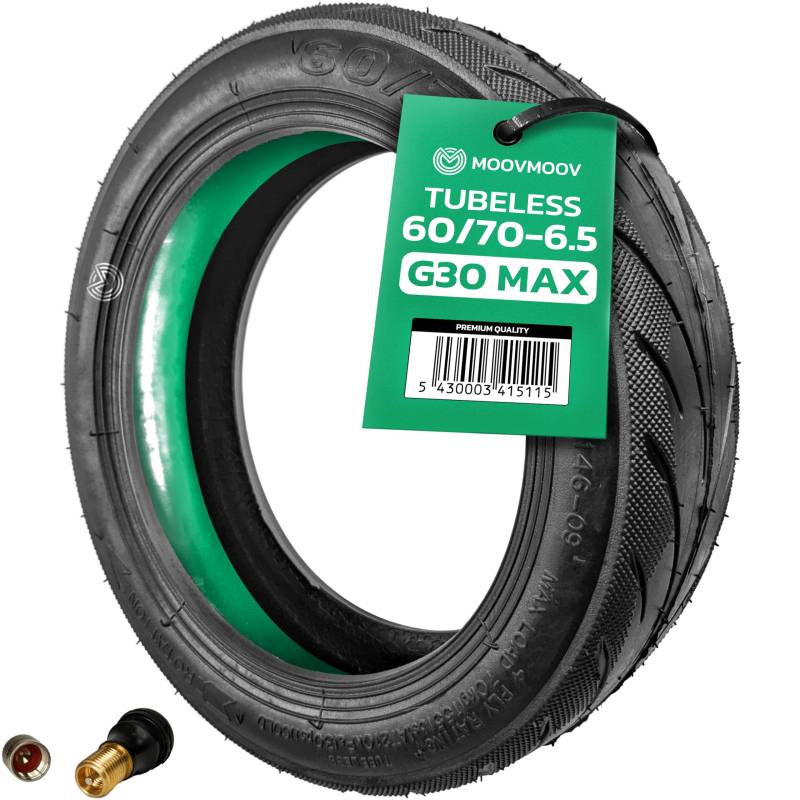 MOOVMOOV Ninebot G30 Max Tubeless 60/70-6.5 Reifen mit Reifendichtungsgel und Tubeless-Ventil, 10 Zoll, für Roller Ninebot Max G30 von MOOVMOOV