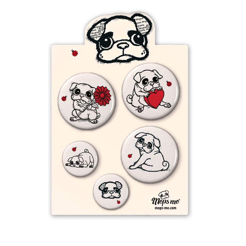 MOPS ME Buttons, Anstecker, Ansteckbuttons, mit Anstecknadel, 5er Set MOPS ME Buttons, Anstecker, Ansteckbuttons, mit Anstecknadel, 5er Set von MOPS ME
