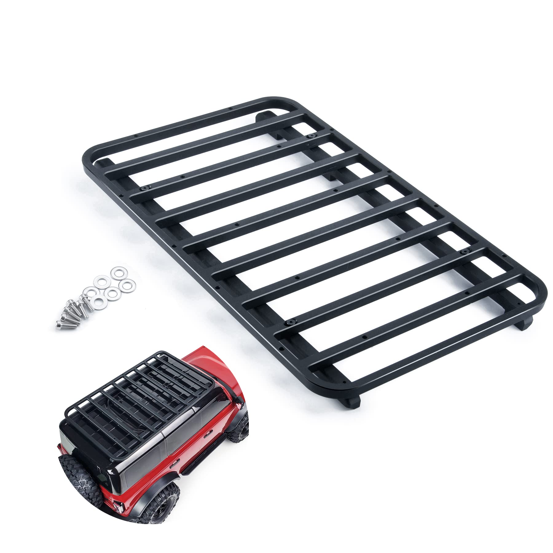 MORLORDY Metall RC Dachträger Gepäckträger Set für 1:10 Maßstab RC Crawler Car TRX4 2021 Bronco Upgrades MORLORDY Metall RC Dachträger Gepäckträger Set für 1:10 Maßstab RC Crawler Car TRX4 2021 Bronco Upgrades von MORLORDY