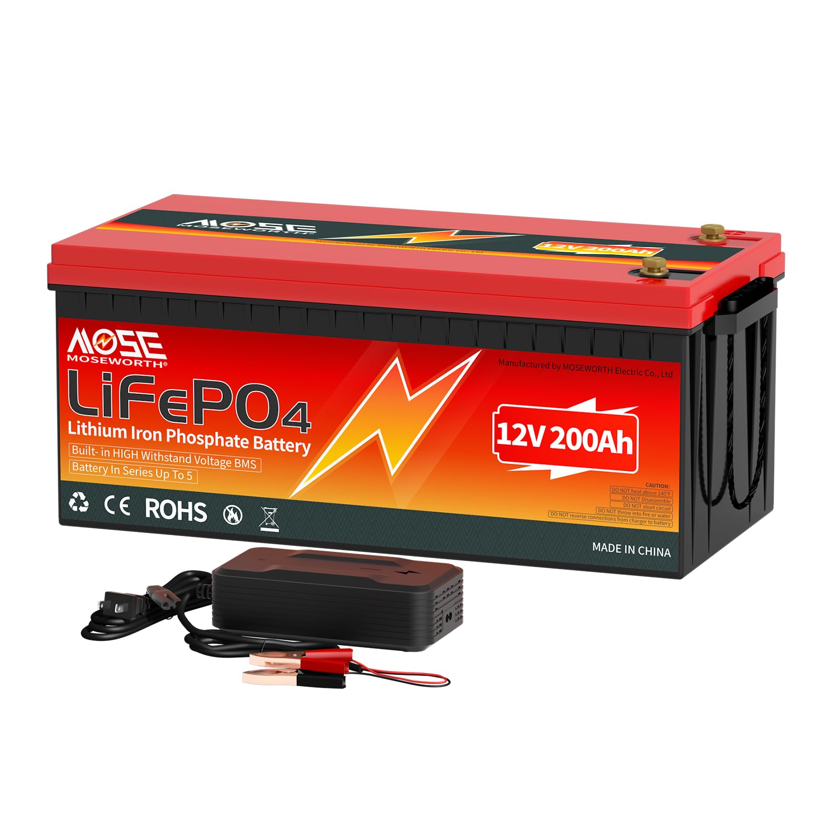 Lifepo4 200ah 12v Akku 2560Wh, Aktualisiert 200A BMS, 10 Jahre Lebensdauer Lithium Batterie Wohnmobil 12V, Ersetzen Autobatterie Agm batterie, für Wohnmobil, Solaranlage, Camping, Boot usw von MOSEWORTH
