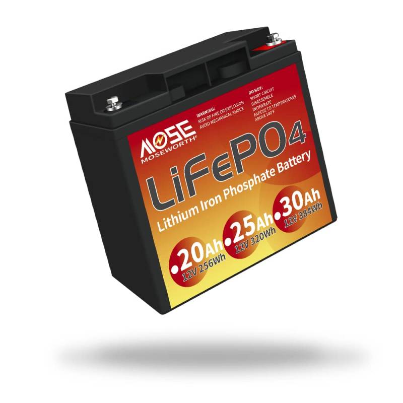 Lifepo4 Akku 12V 25Ah, 320Wh Lithium Batterie Wohnmobil, In Reihe 25A BMS Sicherheit & Leichtgewicht für Wohnmobil, Boot, Trolling Motor, Camping oder Solaranlage von MOSEWORTH