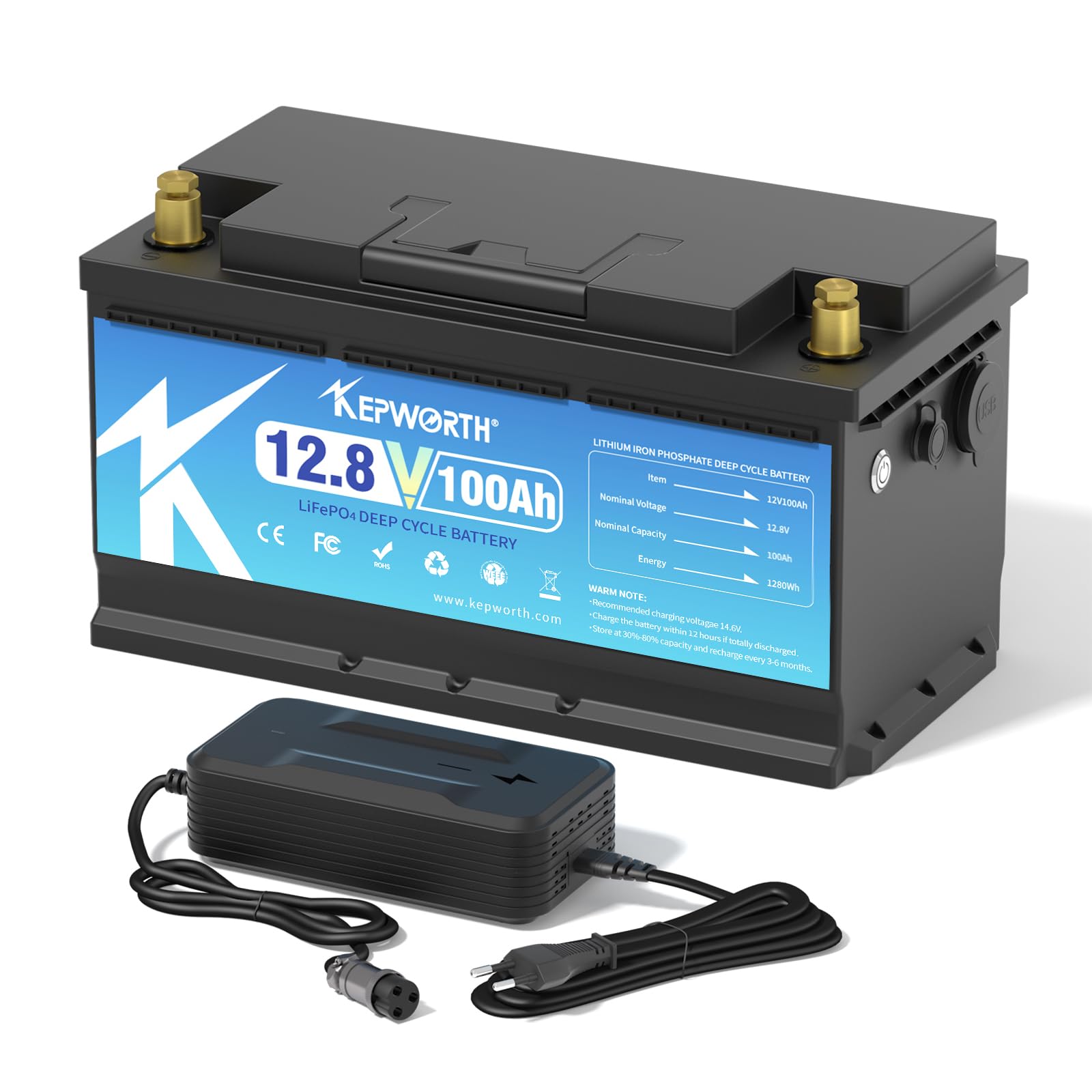 Lifepo4 Akku 12v 100ah Autobatterie mit BMS Ersetzt AGM oder Gel Aufbau Batterie für Wohnmobil, Boot, Camping oder Solaranlage - mit lifepo4 ladegerät Lifepo4 Akku 12v 100ah Autobatterie mit BMS Ersetzt AGM oder Gel Aufbau Batterie für Wohnmobil, Boot, Camping oder Solaranlage - mit lifepo4 ladegerät von MOSEWORTH
