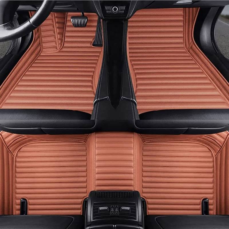 Auto FußMatten Leder FüR FIAT Barchetta 2 Sitze 1995-2005, Bodenmatte wasserdichte Fussmatten rutschfeste Autoteppich Schutz Mats Vollabdeckung FußPolster Satz Zubehö,A/Brown von MOSHUO