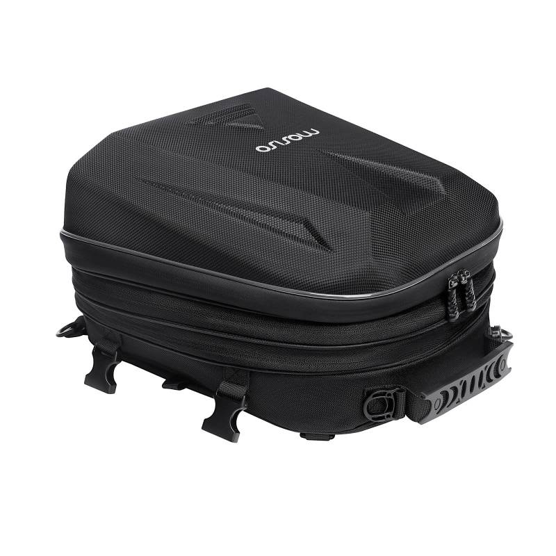 MOSISO Motorrad Schwanztasche,Motorrad Rucksack Helmtasche mit Erweiterbare Kapazität 20L-28L,Wasserdicht Motorräder Rücksitz Lagerung Reisegepäck Tool Gear Tragetasche mit Griff&Regenschutz,Schwarz von MOSISO