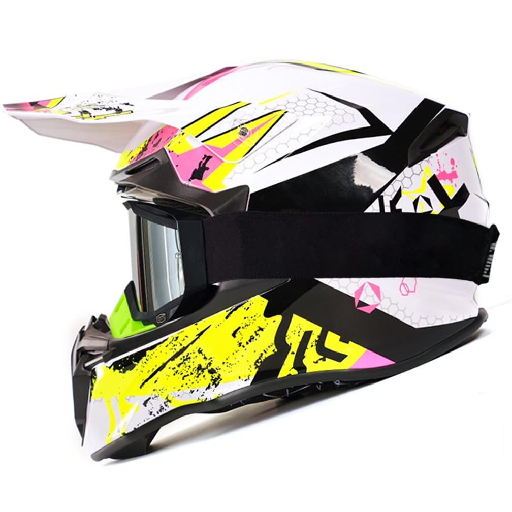 MOTESEN ABS Damen Motocross Helme für Full Face Helme Cruiser Motorrad Cruiser Sommer Herausnehmbares Innenfutter ECE Collision Avoidance Wind Goggles MOTESEN ABS Damen Motocross Helme für Full Face Helme Cruiser Motorrad Cruiser Sommer Herausnehmbares Innenfutter ECE Collision Avoidance Wind Goggles von MOTESEN