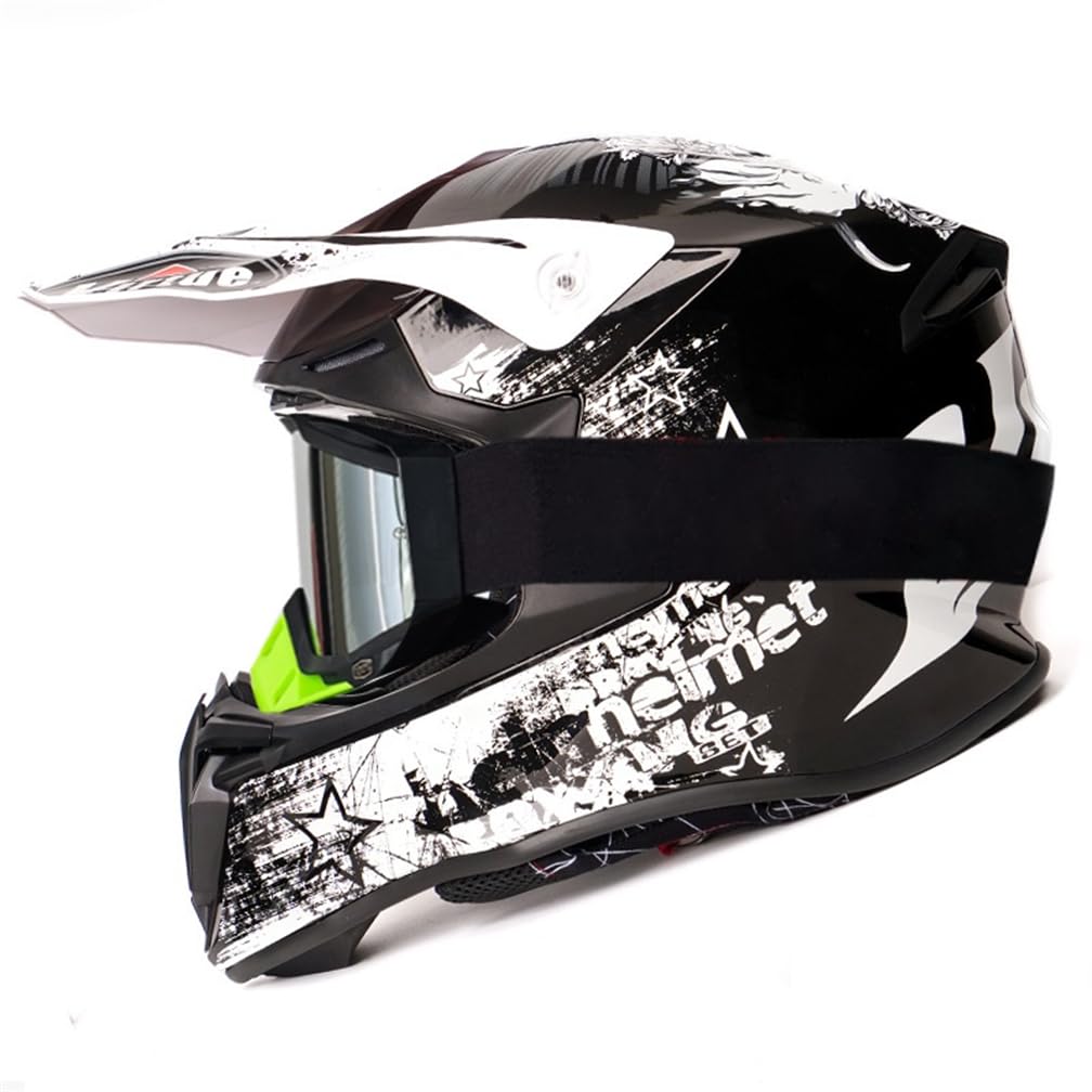 Unisex Motocross Helme für Sportbikes Motorrad ABS Frühling Cruiser Motorrad Off-Road Motorrad Herausnehmbares Futter ECE Approved Collision Avoidance Wind Goggles von MOTESEN