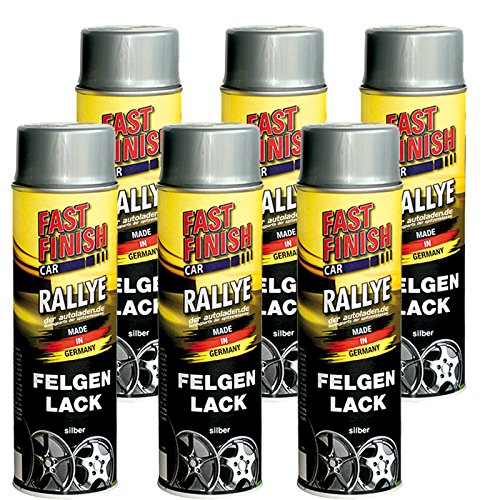 6x 500 ml FAST FINISH Rallye Felgenlack Felgenfarbe Silber Spraydose 292842 von Motip