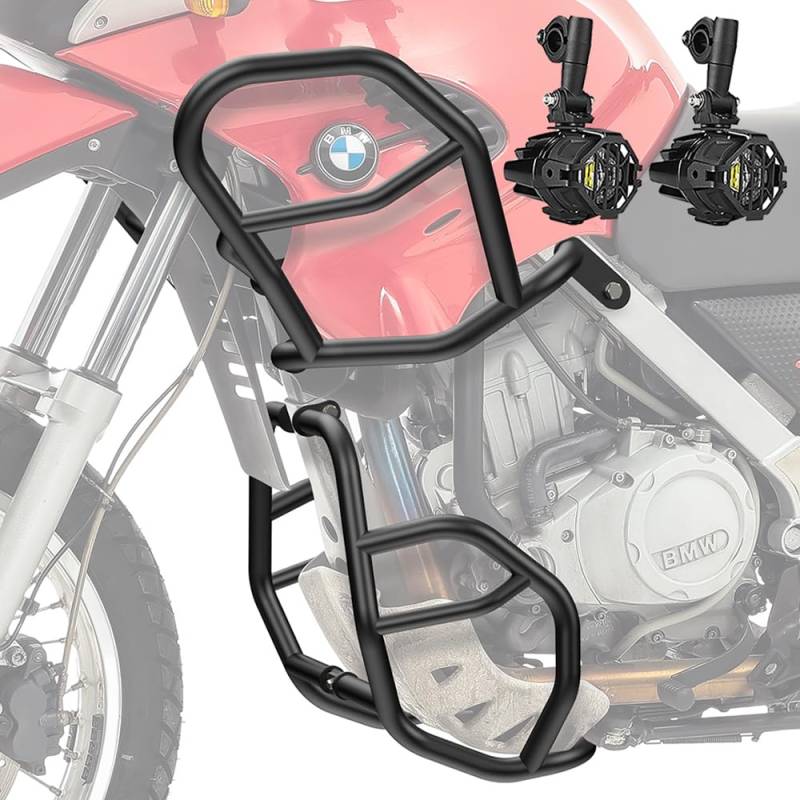 Set Sturzbügel + Zusatzscheinwerfer für BMW F 650 GS 00-07 schwarz SG53 von MOTO GUARD