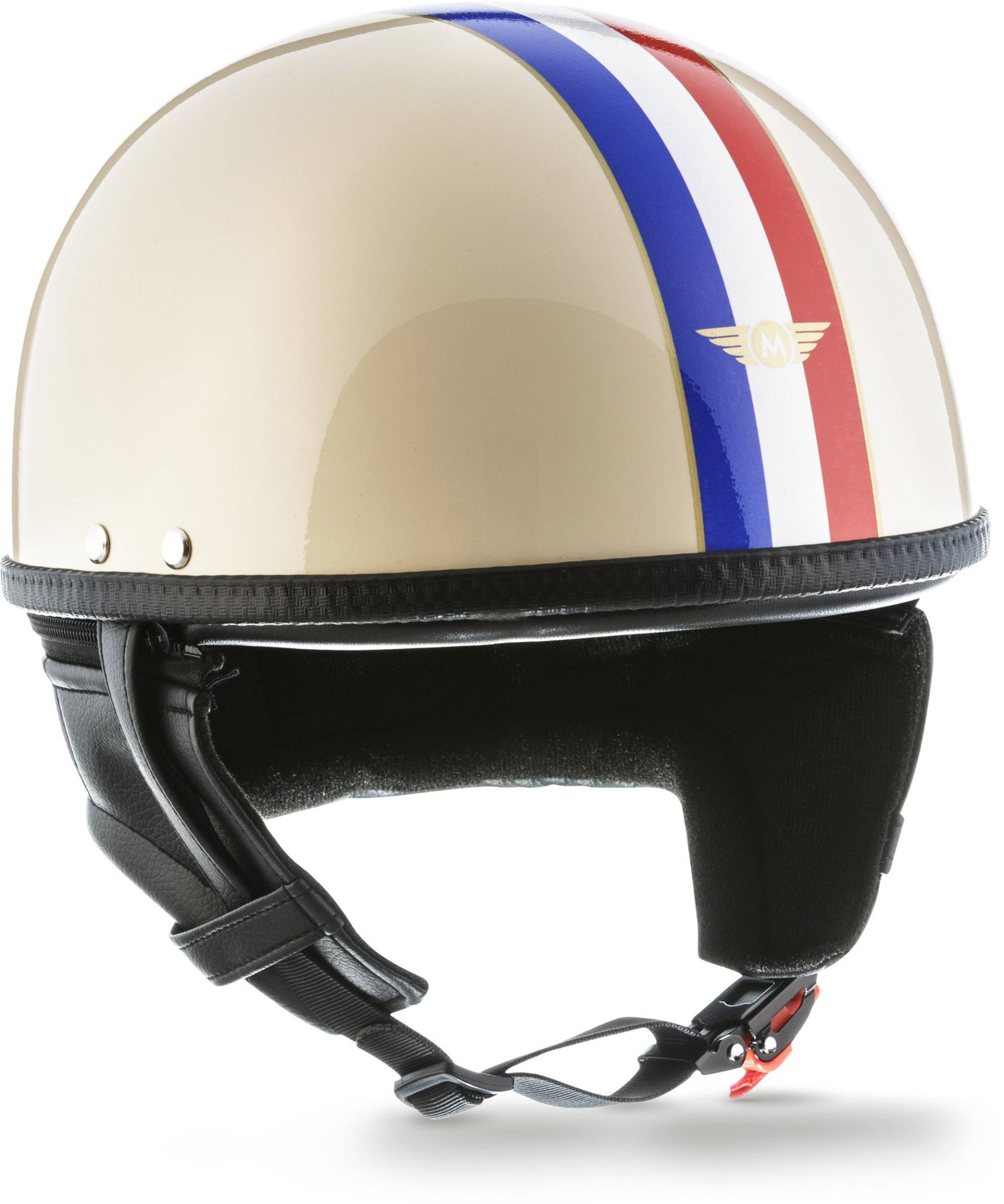 MOTO Helmets® D22 „France“ · Brain-Cap · Halbschale Jet-Helm Motorrad-Helm Roller-Helm · Fiberglas Schnellverschluss SlimShell Tasche M (57-58cm) von Moto Helmets