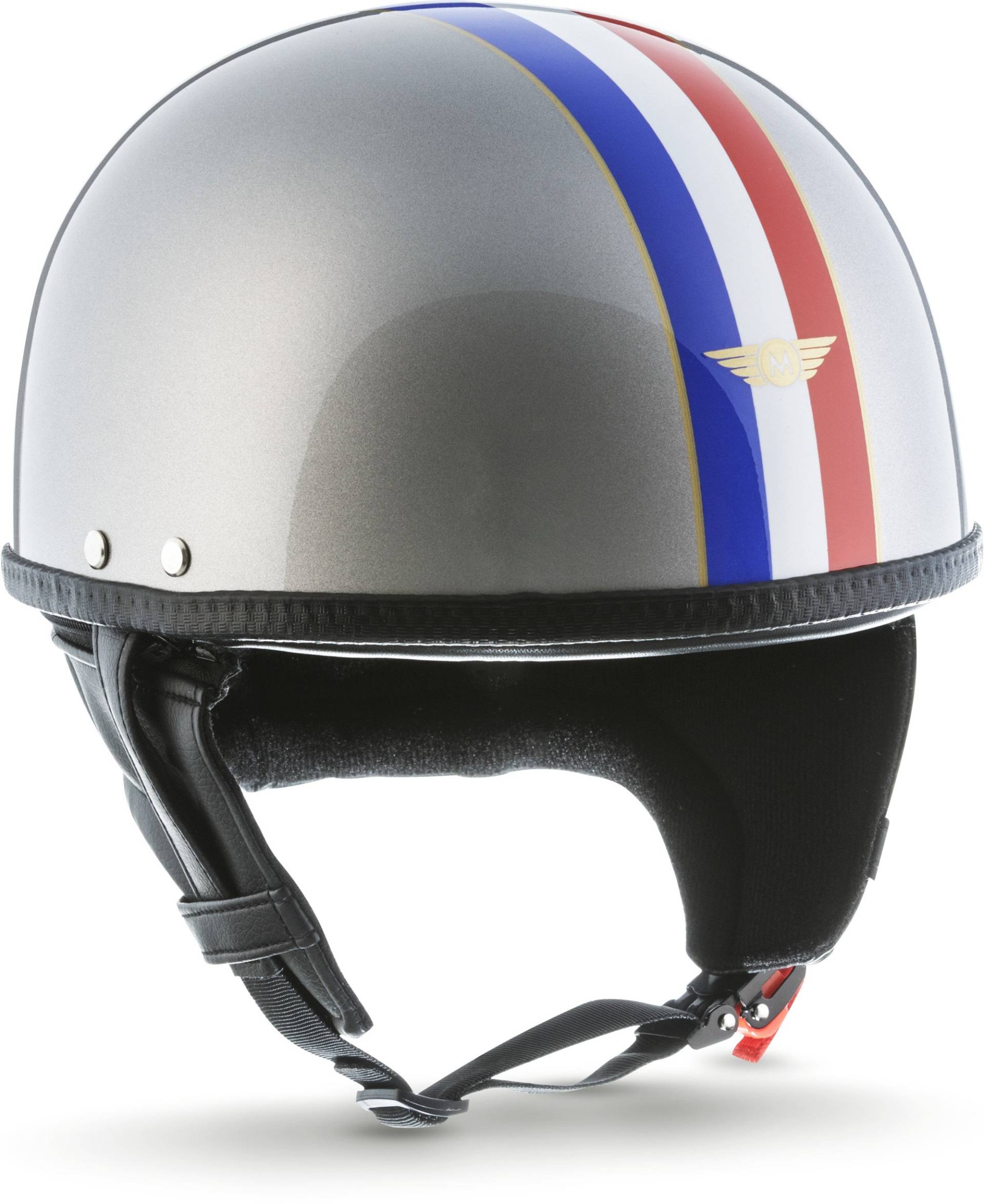 Moto Helmets® D22 „France Titan“ · Brain-Cap · Halbschale Jet-Helm Motorrad-Helm Bobber · Fiberglas Schnellverschluss SlimShell Tasche M (57-58cm) von Moto Helmets