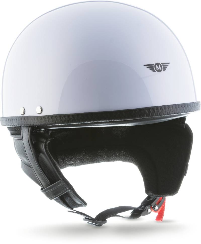 Moto Helmets® D22 „White“ · Brain-Cap · Halbschale Jet-Helm Motorrad-Helm Roller-Helm Retro · Fiberglas Schnellverschluss SlimShell Tasche M (57-58cm) von Moto Helmets