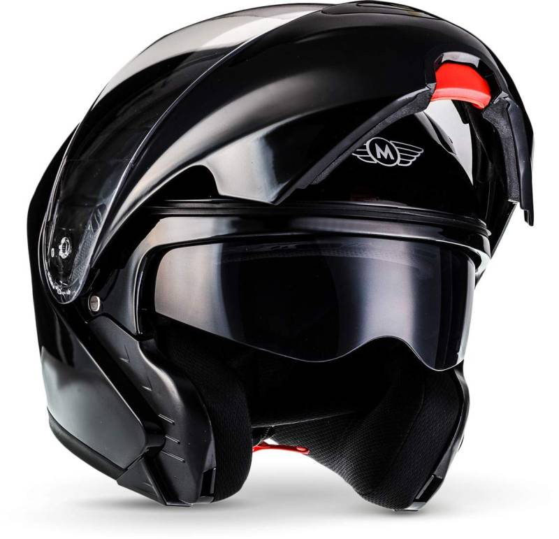Moto Helmets® F19 „Gloss Black“ · Motorrad-Helm · Klapp-Helm Modular-Helm Flip-up Integral-Helm Motorrad-Helm Roller-Helm Sport · ECE 22.05 Sonnenvisier Schnellverschluss Tasche S (55-56cm) von Moto Helmets