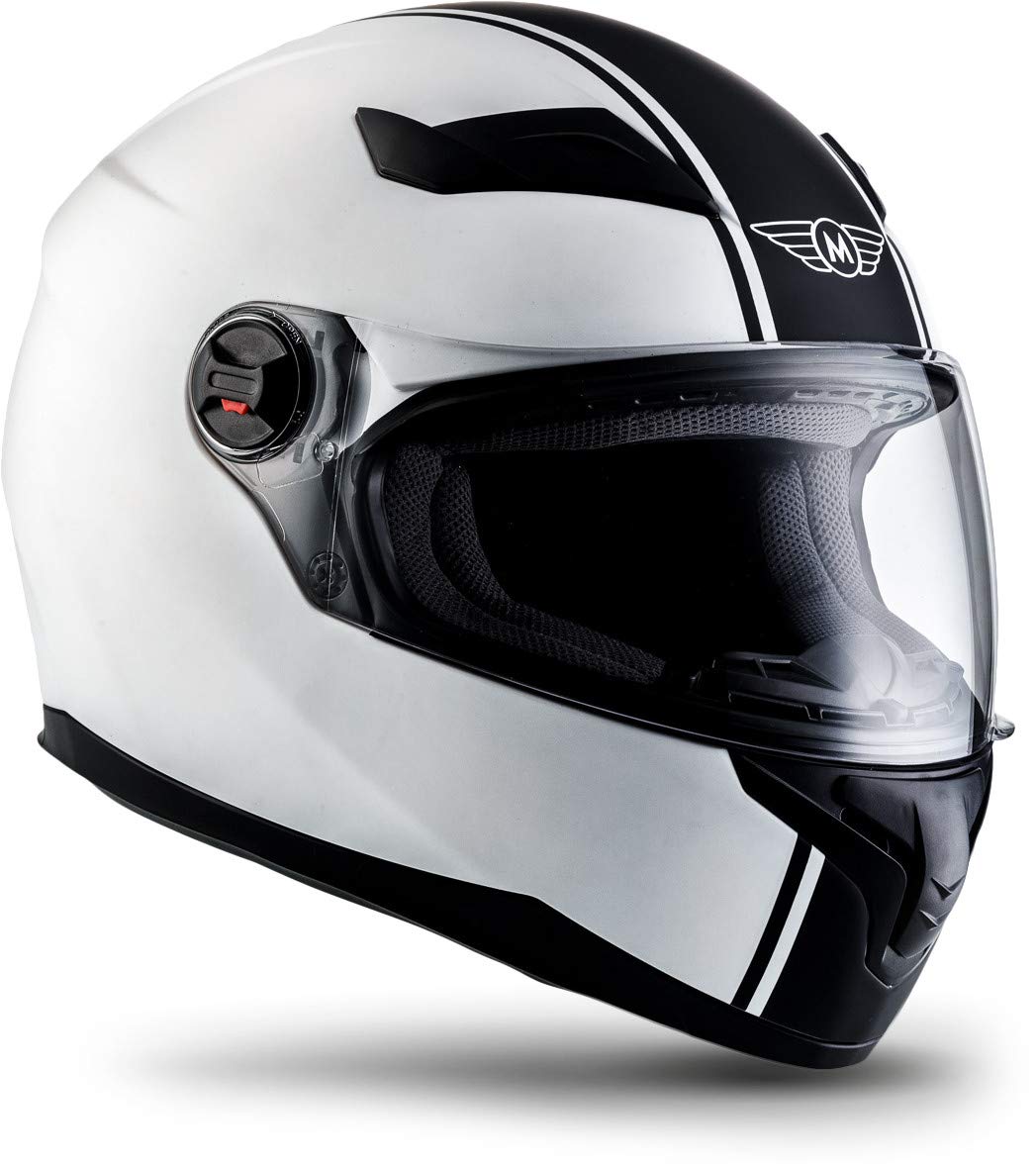 MOTO Helmets® X86 „Racing Matt White“ · Integral-Helm · Full-Face Motorrad-Helm Roller-Helm Cruiser · ECE Visier Schnellverschluss Tasche S (55-56cm) von Moto Helmets