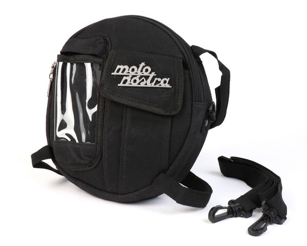 MOTO NOSTRA Tasche Reserverad kompatibel für Vespa 10 Zoll, schwarz waxed canvas Vespa, Lambretta, Classic, Roller von MOTO NOSTRA