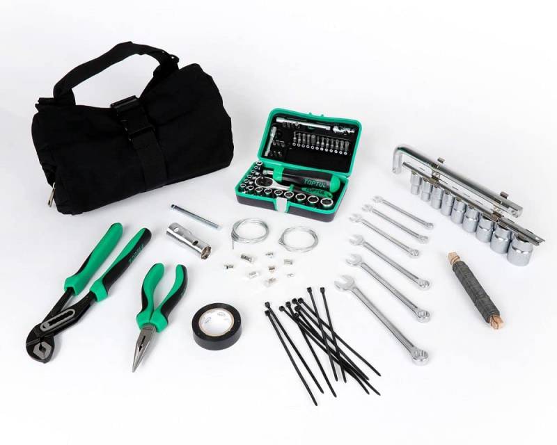 MOTO NOSTRA Werkzeugtasche braun mit Werkzeug universal kompatibel für Vespa VNB, VBB, Rally, Sprint, Lambretta, Scooter, Roller von MOTO NOSTRA