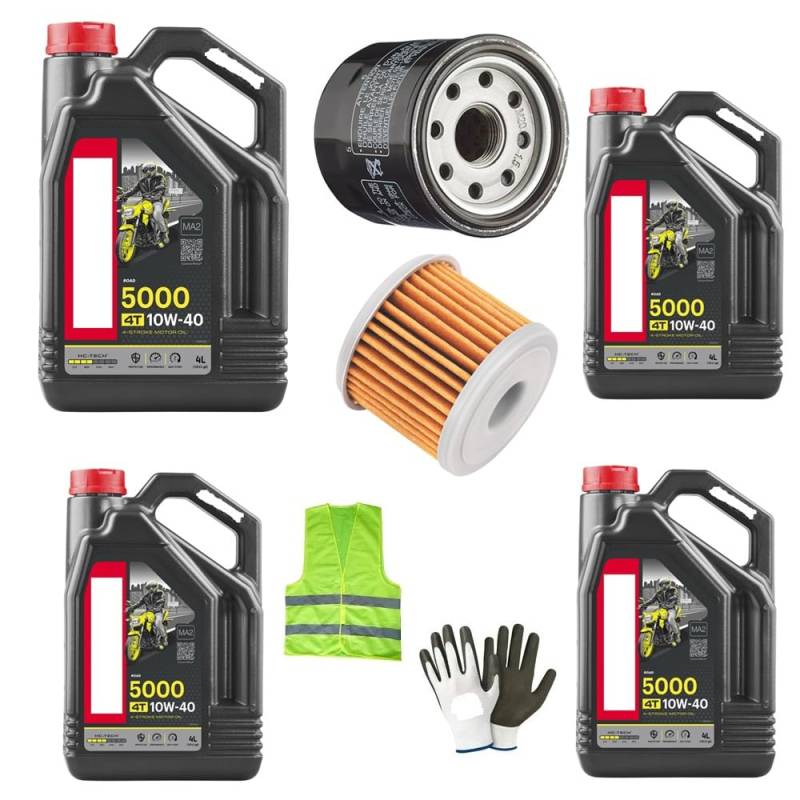 KOMPATIBEL MIT Aprilia RS4 125 Service-KIT FÜR Motorrad 4 Liter ÖL 10W40 5000 4T HC-TECH Technology + ÖLFILTER MOTORÖLWECHSEL von MOTO SPORT MONDO