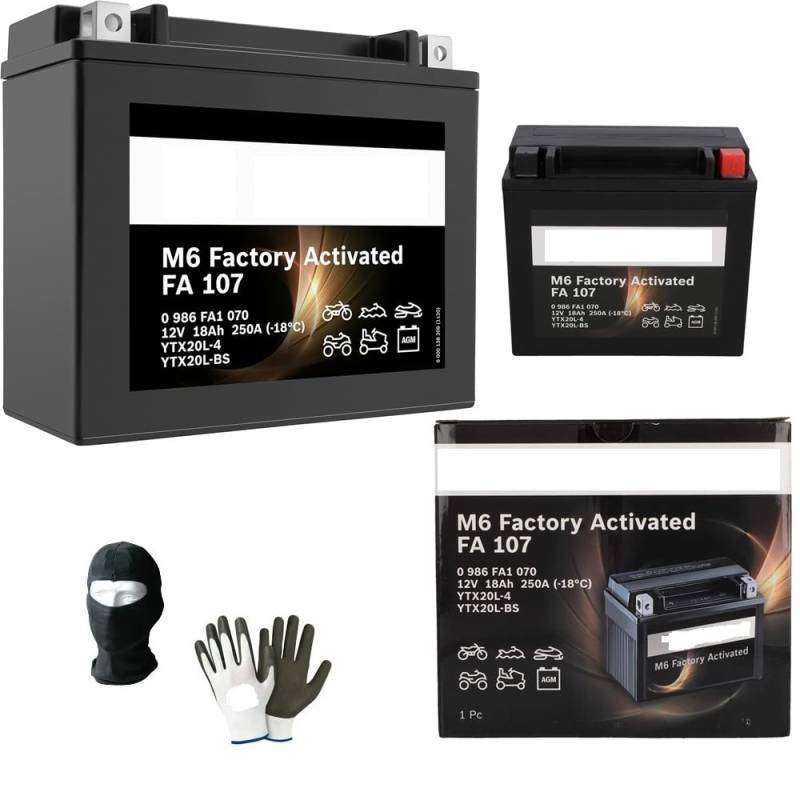 KOMPATIBEL MIT Harley Davidson FLSTF Fat Boy 1584 Jahr 2007 al 2012 YTX20L-BS FA107 AGM SLA M60230 Batterie BEREITS GELADEN UND BEREIT 12VOLT 18AH Ampere 175X87X155MM von MOTO SPORT MONDO