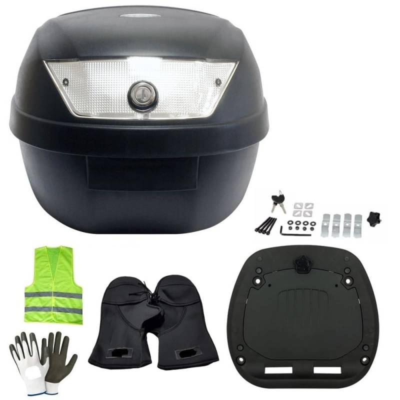 KOMPATIBEL MIT Honda SLR 650 TOPCASE 28 Liter SIFAM Polypropylen KOMPLETT MIT Platte + MONTAGESATZ FÜR Motorrad-Roller-GEPÄCKTRÄGER FÜR 2 HELME Mattschwarz von MOTO SPORT MONDO