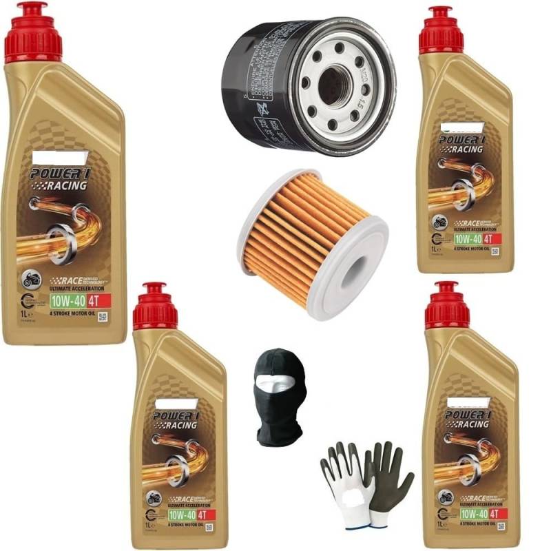 KOMPATIBEL MIT Kawasaki VN 1700 Classic Tourer Service-KIT FÜR Motorrad 4 Liter ÖL C-(ASTROL) 10W40 4T Power 1 Synthetic Racing + ÖLFILTERWARTUNG MOTORÖLWECHSEL von MOTO SPORT MONDO