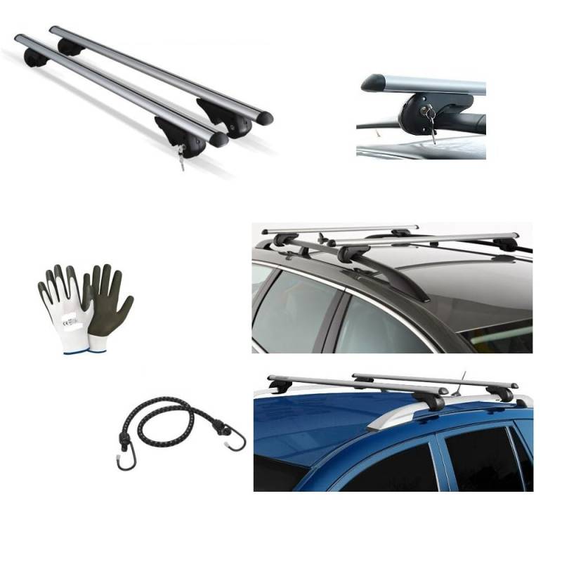 KOMPATIBEL MIT Mitsubishi Outlander (CW/ZG/ZH) Jahr 2009 GEPÄCKTRÄGER DACHTRÄGER FÜR Auto 135CM BAR FÜR PKW MIT Rails Nicht VOLLSTÄNDIG AUF DEM Dach BEFESTIGT AUS Aluminium von MOTO SPORT MONDO