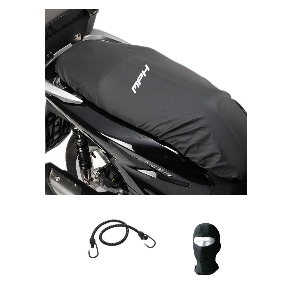 KOMPATIBEL MIT Piaggio Vespa 50 R WASSERDICHTER, REGENFESTER Polyester-SITZBEZUG FÜR Motorrad-Roller-SATTELABDECKUNG MIT Gurt 125X75CM von MOTO SPORT MONDO
