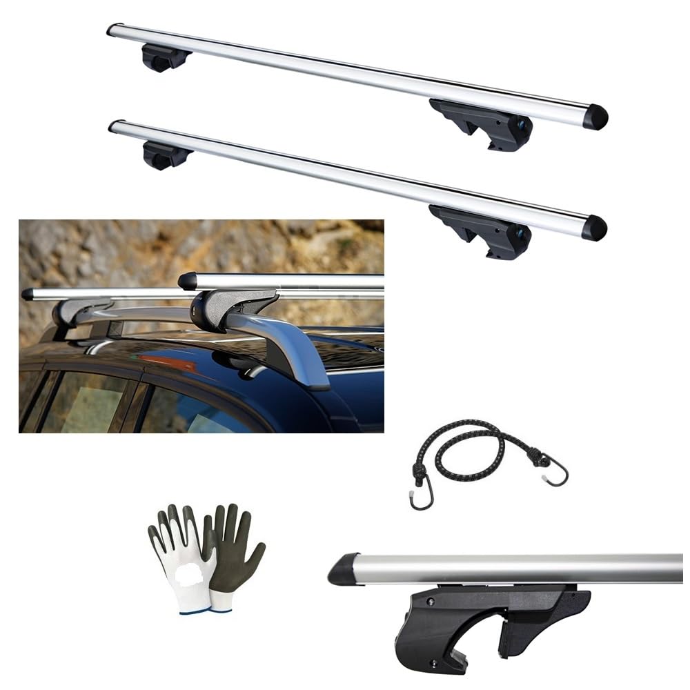 KOMPATIBEL MIT Volkswagen Tiguan II (AD1) 5P dal 16 in poi DACHTRÄGER FÜR AUTODACH 135CM BAR FÜR Autos MIT RELING, DIE Nicht VOLLSTÄNDIG AM Dach BEFESTIGT SIND Aluminium-GEPÄCKTRÄGER von MOTO SPORT MONDO