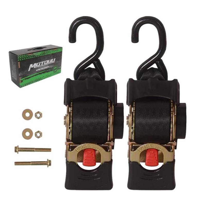 MOTO4U Einziehbare Ratschengurte zum Anschrauben, 5,1 cm x 2,9 m – 1360 kg Bruchfestigkeit, selbstratschende Gurte für Boote, Fracht, ATV (2 Stück) von MOTO4U